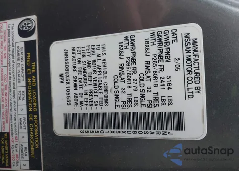 2005 Infiniti Fx35 from USA, damaged, VIN JNRAS08UX5X105553